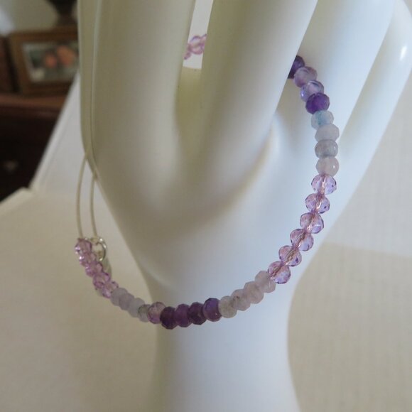 Alex and Ani Multi Purple Beaded Bangle/Bracelet, Shiny Silver, EUC - Picture 5 of 7